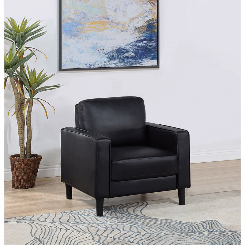 Fauteuil d'appoint noir avec accoudoirs rembourrés, Noir