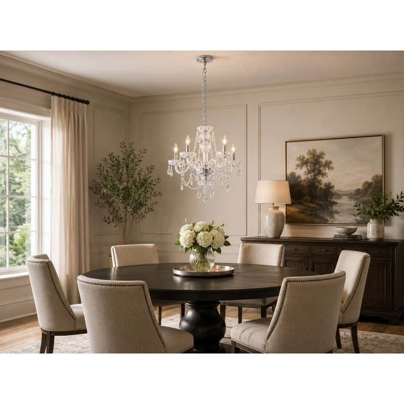 Claudette 5 - Light Candelabra Crystal Chandelier