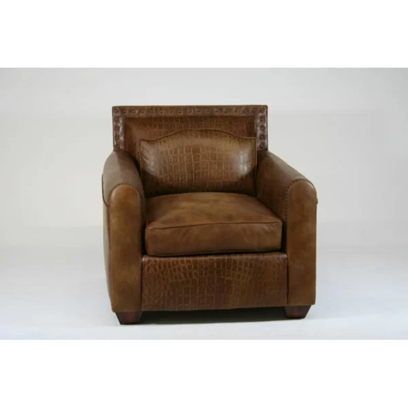 Leather Armchair, Hair Hide Brindle Light Exotic, Ebony, Natural