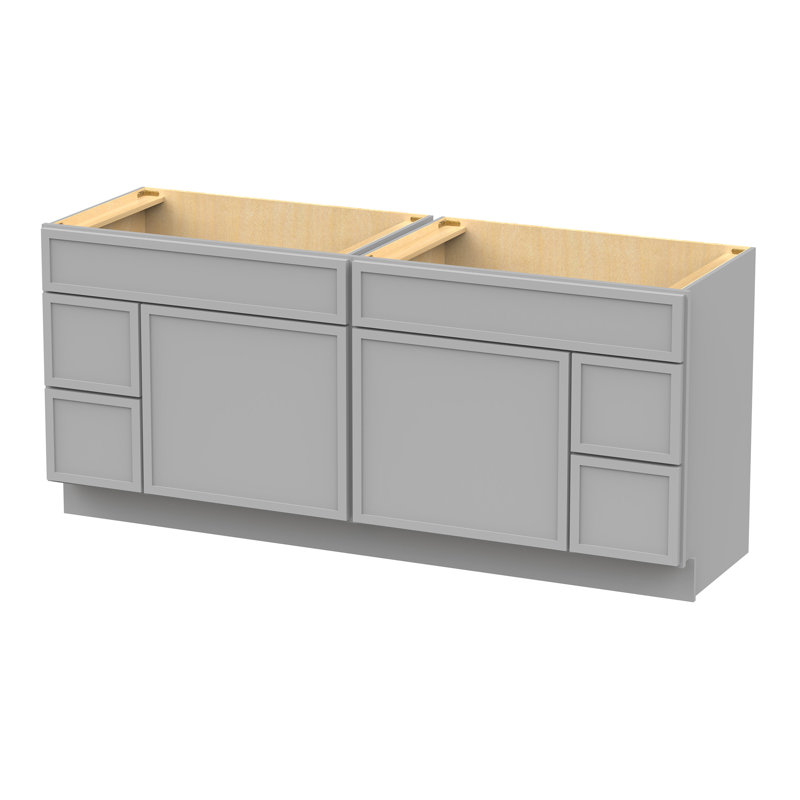 72'' Double Bathroom Vanity Base Only, Gray