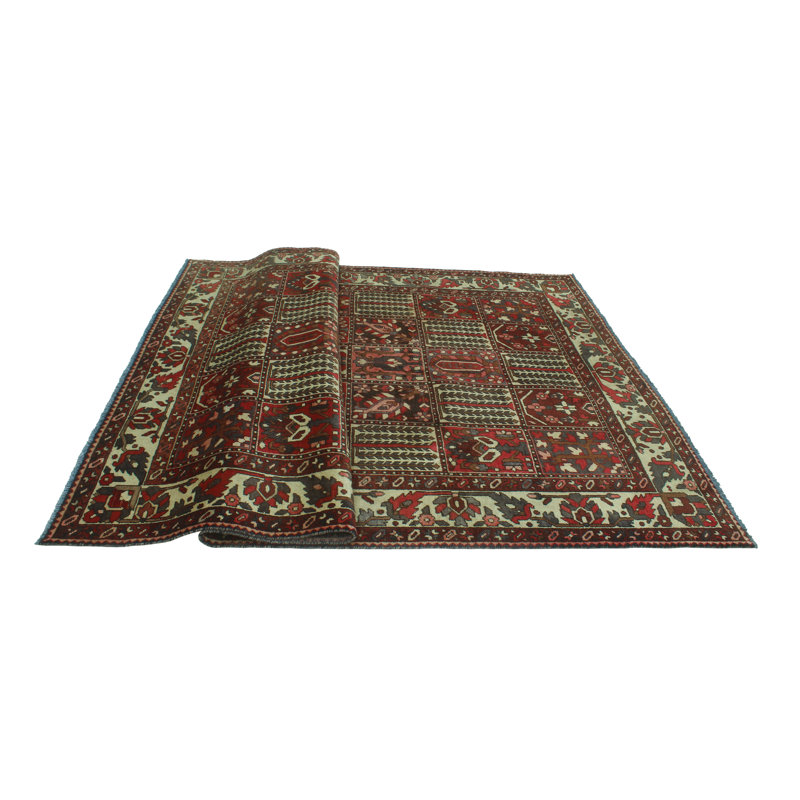 One-of-a-Kind 6'10" x 10'3" 1980s Rectangle Wool Area Rug in Brown and Green