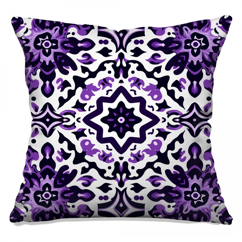 Purple Ornate Pattern Double Sided Throw Pillows, 20 x 20 inches