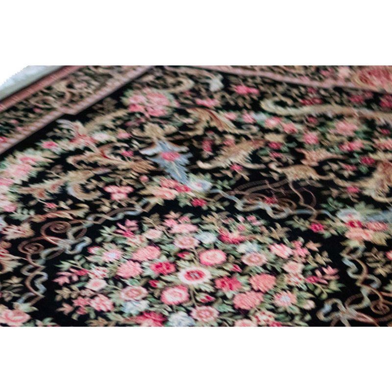 High-Quality Hand-Knotted Black Area Rug