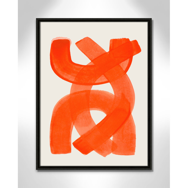 «Orange Strokes Print» par Haniff, Toile avec cadre, L 19,5 po x H 25,5 po, Flottant espresso