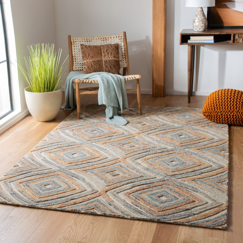 Tapis géométrique en laine touffeté à la main Prower Kilim, Rectangle 8 pi x 10 pi