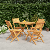 Red Barrel Studio 5 Piece Patio Dining Set Solid Wood Teak_1 x Table,4 x Folding garden chair_Octagonal