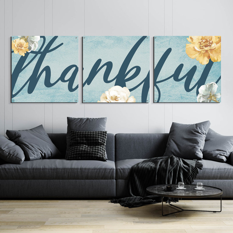 «Epic Art» «Thankful» par Yass Naffas Designs, art mural en verre acrylique, ensemble de 3 pièces, H 36 po x l 108 po
