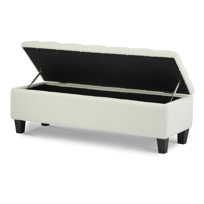 Drayton 51'' Wide Faux Leather Tufted Storage Ottoman, White