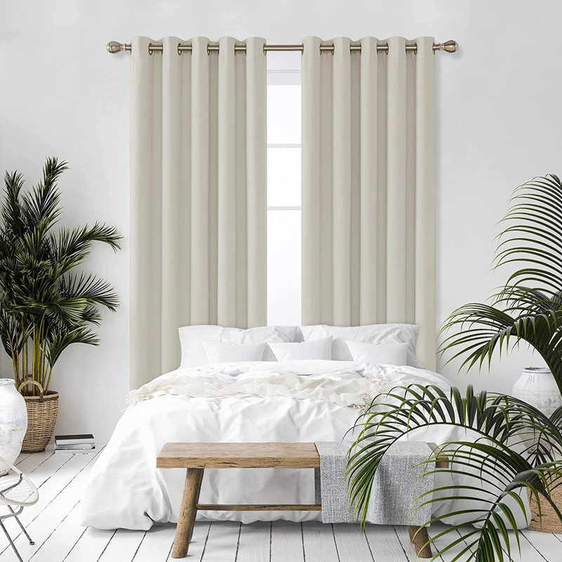 Blackout French Door Curtain Pair, 168 W x 229 D cm, Light Beige