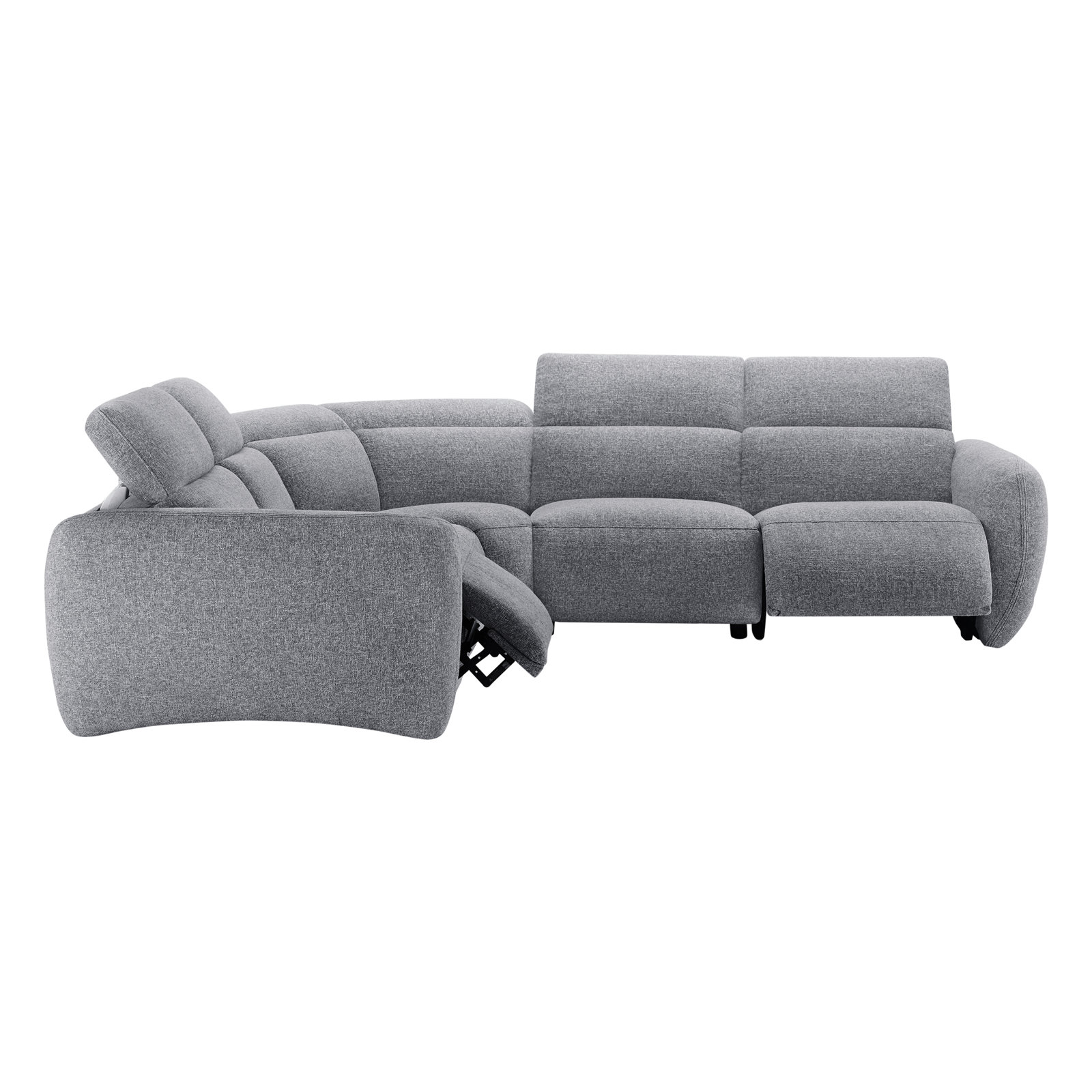 Astro 5-Piece Upholstered Power Reclining Sectional, Gray Polyester Blend