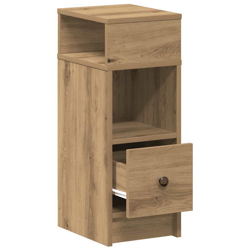 Bedside Cabinets 2 Pcs With Drawer 25X31x66 Cm, 2, Smoked Oak