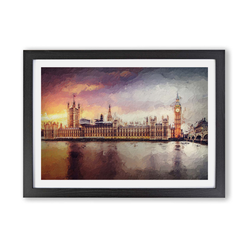 Big Ben & Houses Of Parliament - Single Picture Frame Painting, Black, 24cm H x 33cm W x 2cm D