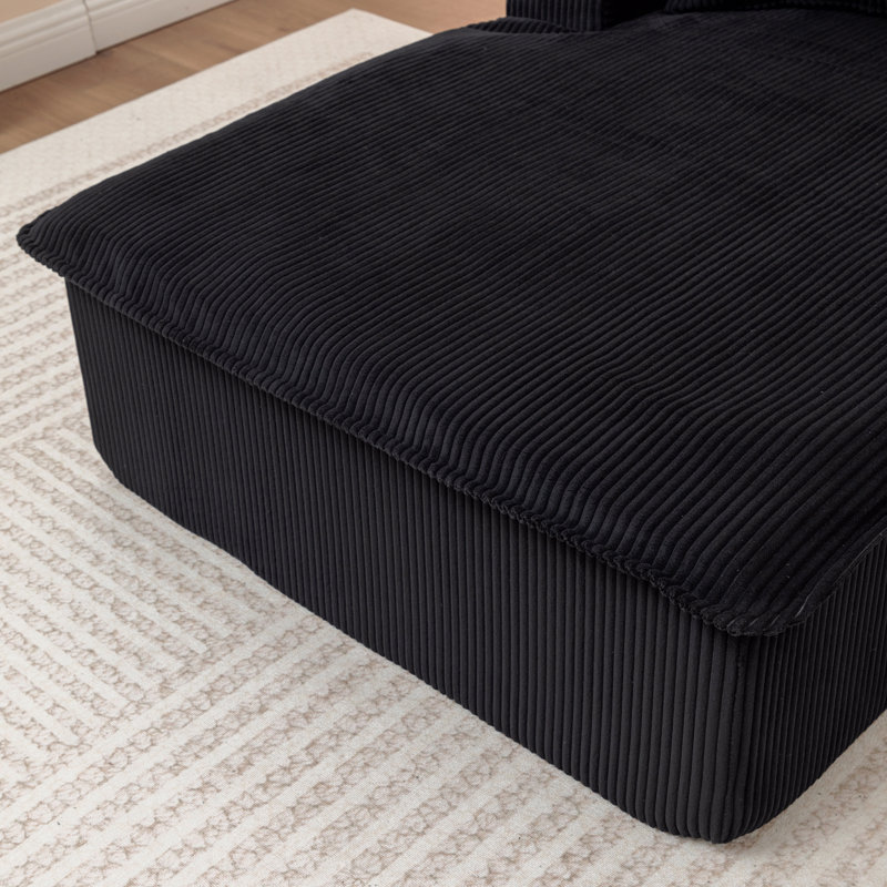 Chaise longue avec accoudoirs et canapé-lit rembourré sans assemblage, très grand fauteuil dans une boîte, Noir