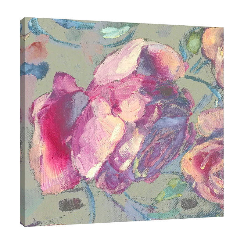 "Roses1", toile tendue par Boho Studio, H 24 po x l 24 po x P 1,5 po