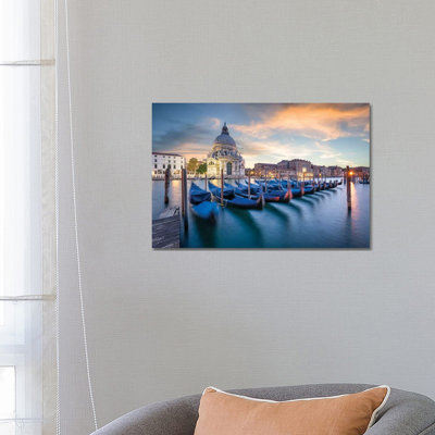 Gondolas In Front Of Santa Maria Della Salute 1 Piece Wrapped Canvas Wall Art