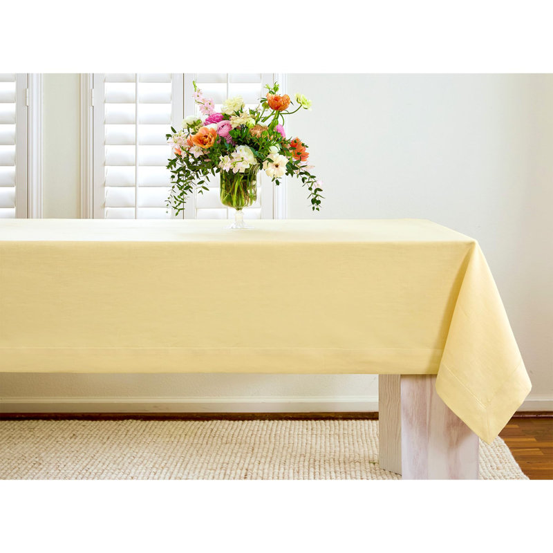 100% Pure Linen Tablecloth - Fete, Yellow, 120" L x 60" W