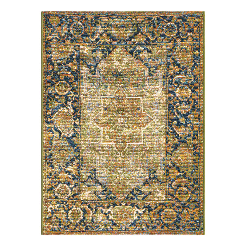 Green Nosara Indoor/Outdoor Traditional Rug, Rectangle 2' x 3'