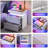 2-Drawer Nightstand with Adjustable RGB Light and Human Body Detection,Fashionable Mirror Visual Design Bedside Table with Charging Station-645997688