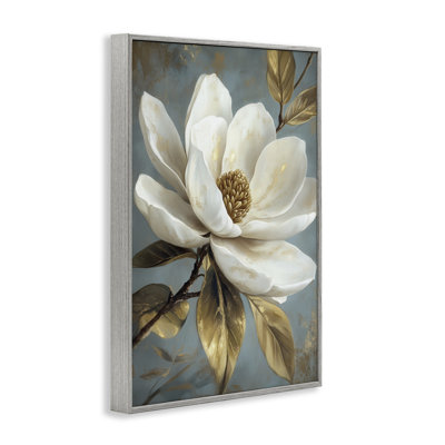 Giclée encadrée florale de magnolia blanc, par Petal Prints Design