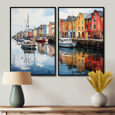 Ireland Harbor Reflectionsan Acrylic II - Ireland Large Canvas Wall Art
