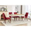 Rayon Cloth Linen Dining Chairs, Pair Of 2, Solid Wood Legs With Curve, High Rebound Sponge, Wine Red Upholstery, Long-Term Comfort-199550961