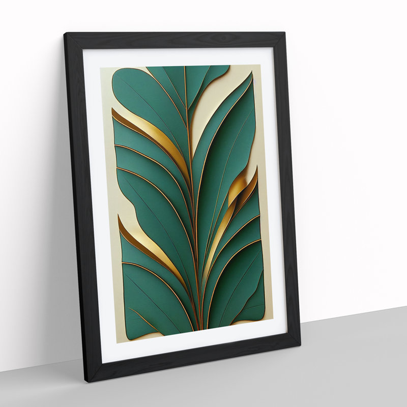 Leaf Deco - Framed Print, Black, 34cm H x 25cm W x 2cm D