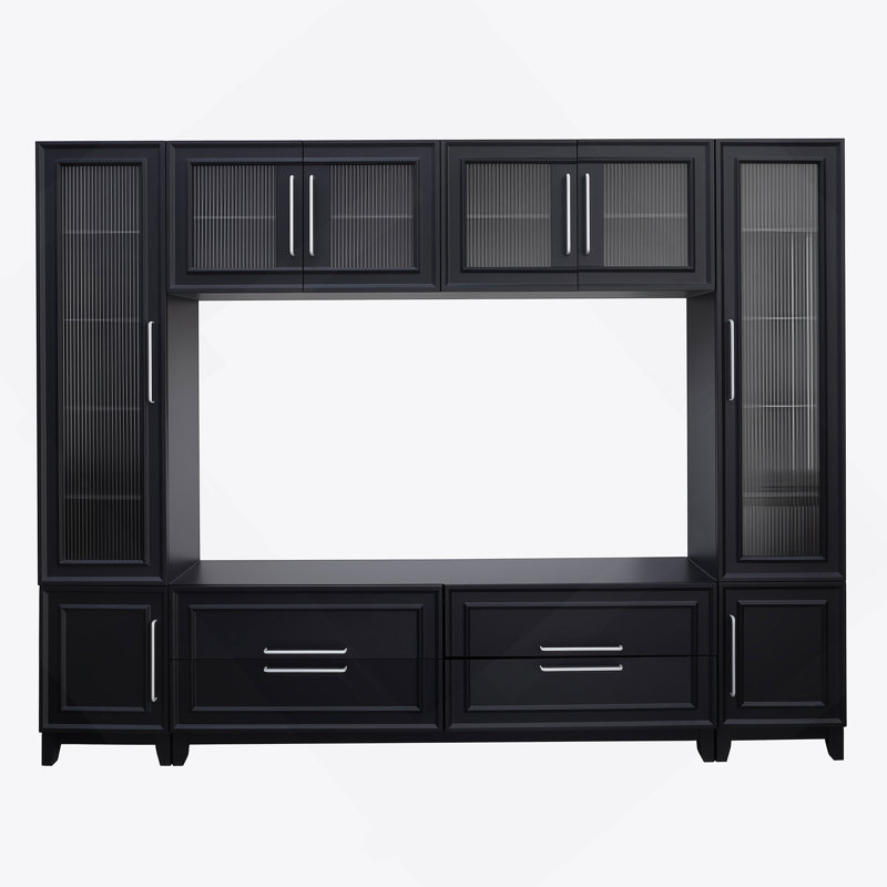 Meuble audio-vidéo mural l 102 po pour téléviseur de 75 po ou moins, Noir