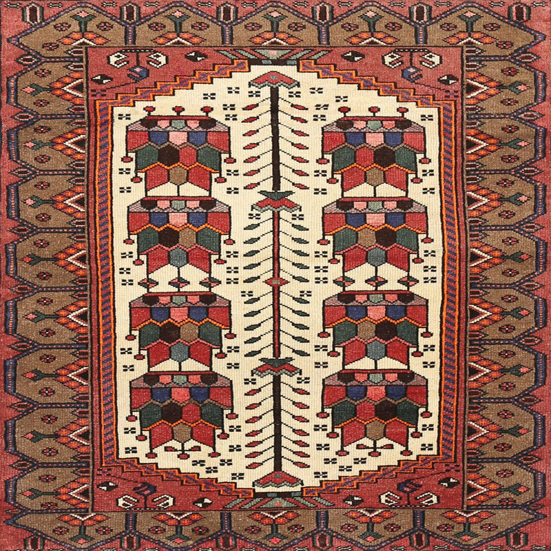 Tapis brun Southwestern, Carré 5 pi