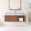 Meuble-lavabo mural simple avec comptoir en pierre frittée gris clair