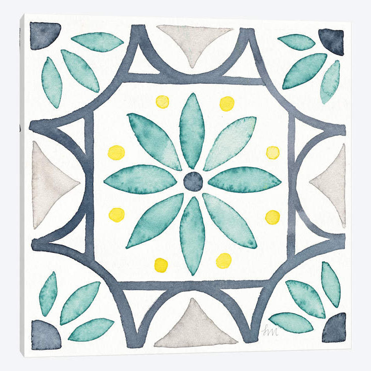 «Garden Getaway Tile VIII White», impression sur toile, H 12 po x l 12 po x P 1,5 po, Toile tendue, Pas de tapis