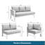 Ensemble de conversation modulaire en aluminium 4 pièces pour patio, canapé 7 places avec coussins et structure épais et table basse