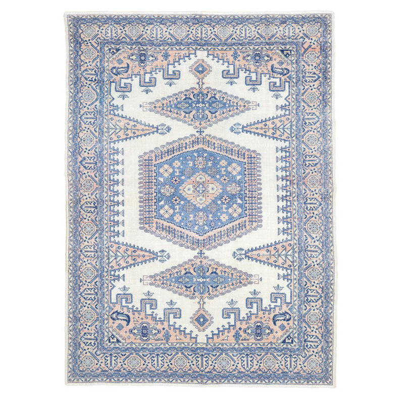 Tapis persan tissé à la main à motif géométrique Germeh