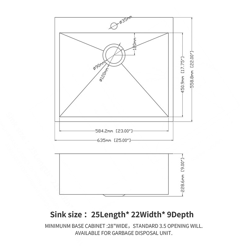 Évier de cuisine à simple cuve en acier inoxydable de calibre 16 avec système d'insonorisation et de drainage efficace.
