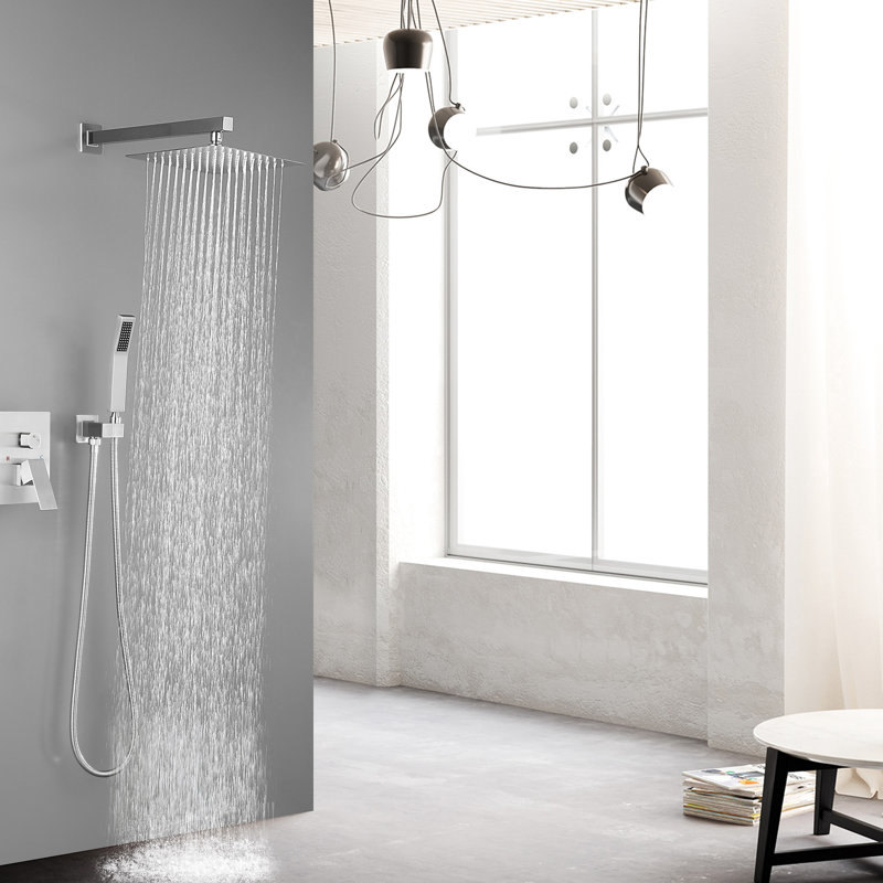 Pomme de douche de luxe pour salle de bain 10 pouces - Fixation murale, nickel brossé, buse autonettoyante, compatible avec le tuyau de raccordement standard américain 10 "