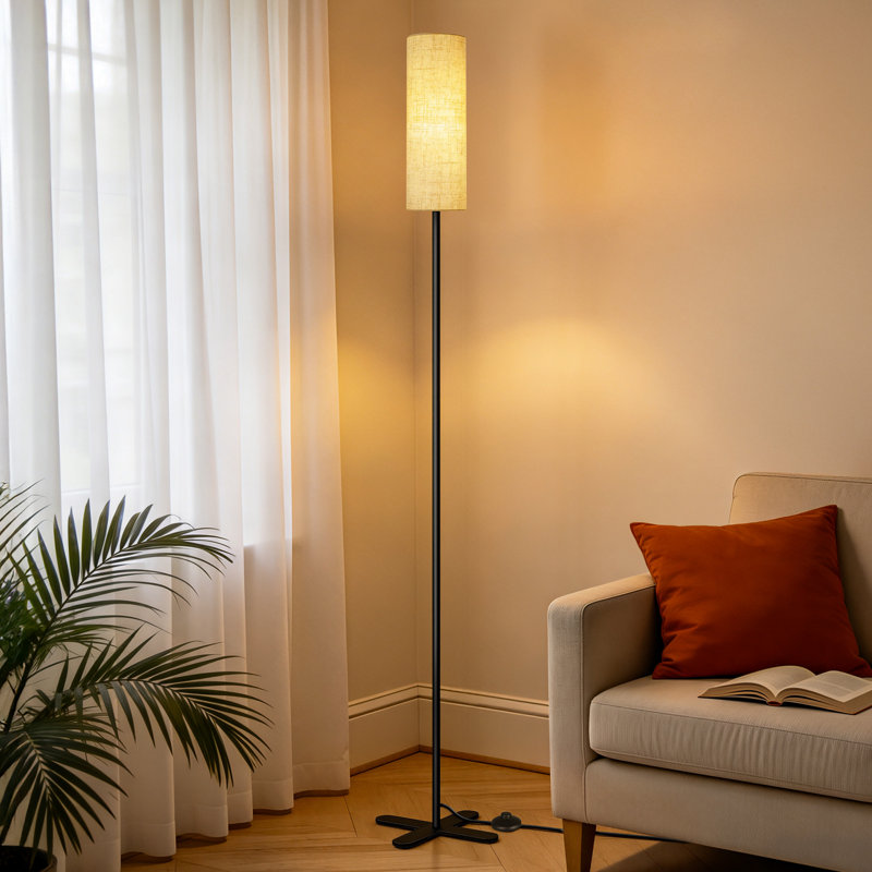 Lampe sur pied moderne de 66,5 pouces de haut avec température de couleur 3 et interrupteur au pied, Black