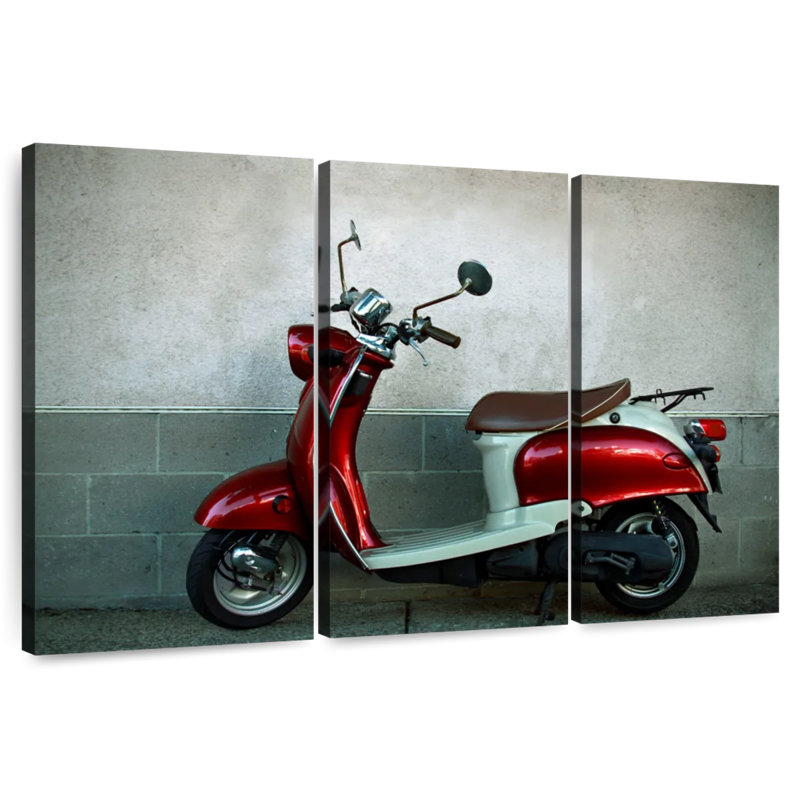 Scooter garé rétro, H 14 po x l 23 po