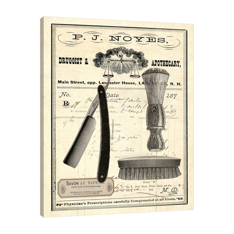 « apothicaire barber iv », reproduction d’impression sur toile tendue, H 45 po x l 36 po
