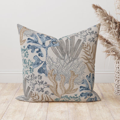 Beige Coastal Coral Print Pillow Cover
