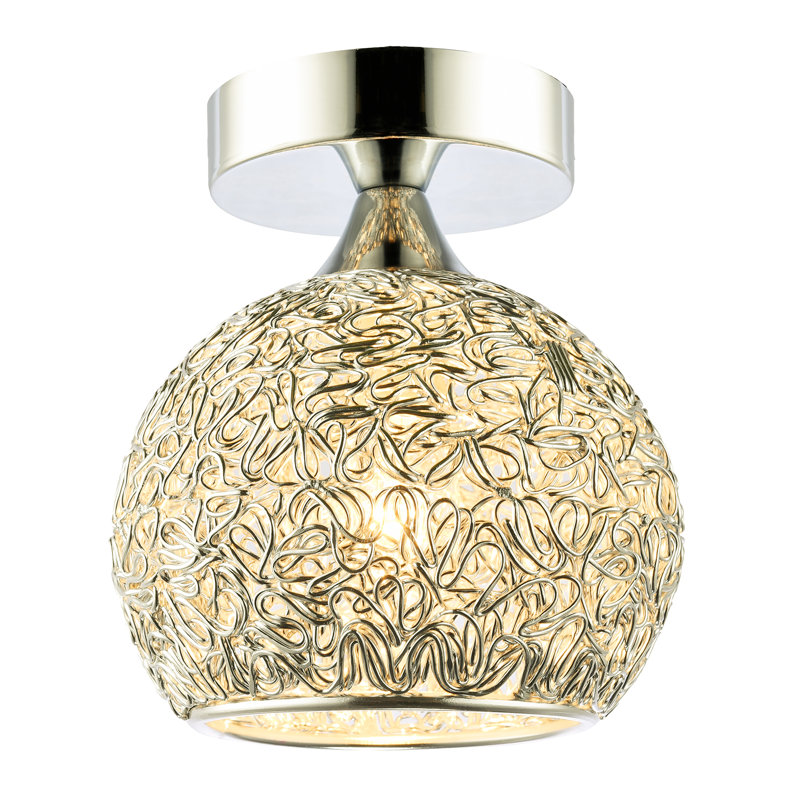 Modern Satin Ceiling Light Fitting With Twisting Metal Shade By, Chrome