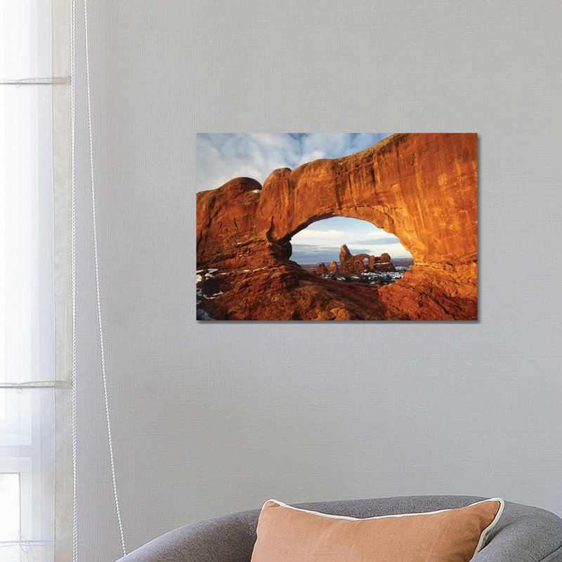 Turret Arch Through North Window Arch, Arches National Park, Utah 1 Piece Wrapped Canvas Wall Art