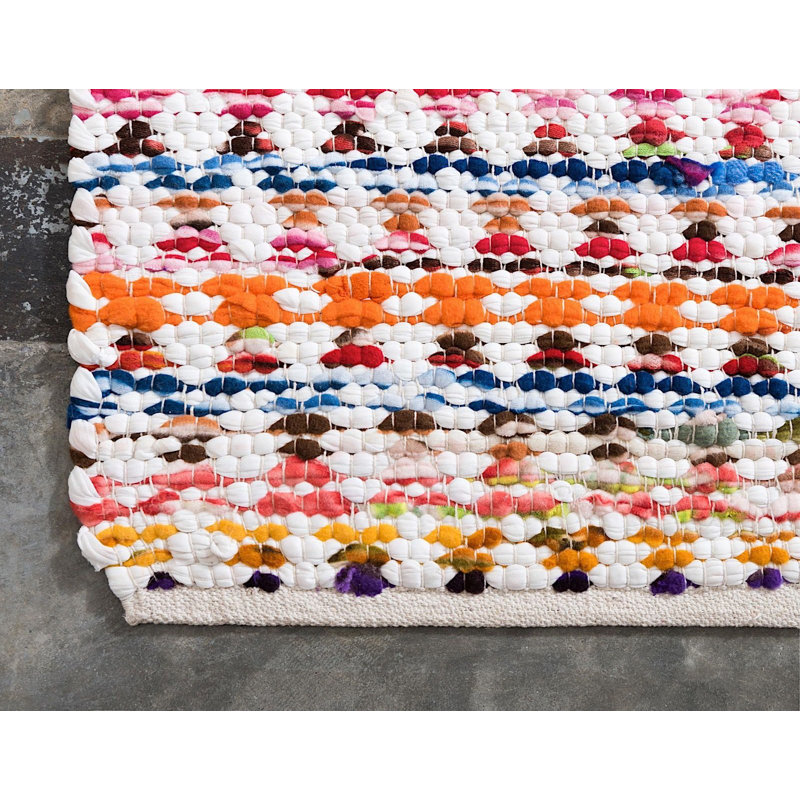 Marcantel Handmade Braided Pink/Yellow Area Rug, Rectangle 8' x 10'