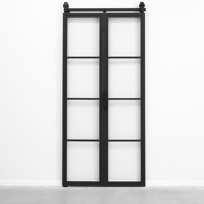 Single Bi-Fold Door With Transparent Glass, Reversible, 1