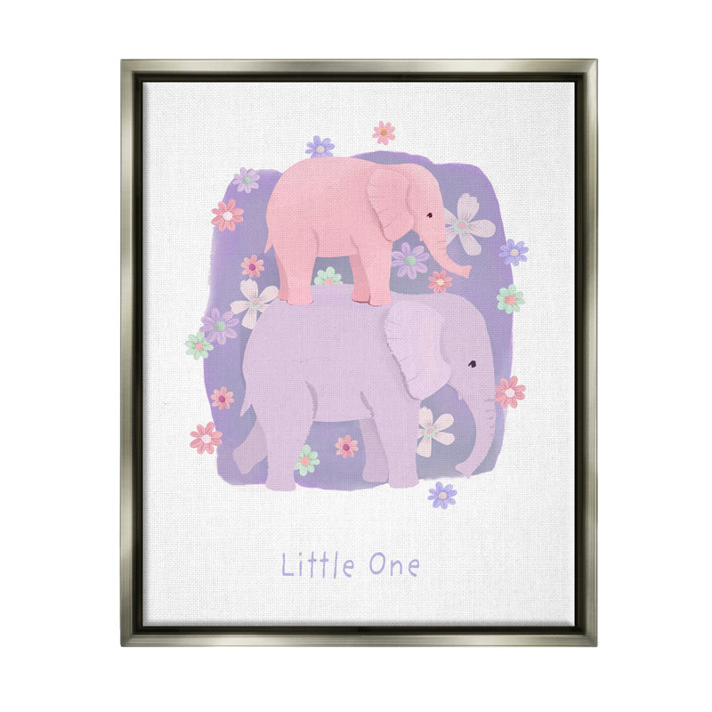 «Little One Baby Elephant» par Diane Neukirch, H 31 po x l 25 po x P 1,7 po, Cadre flottant gris lustré