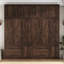 Armoire-penderie de 239 cm de haut, 6 portes, avec garde-robe supérieure et tiroirs, style champêtre, en bois, avec éclairage DEL à détecteur de mouvement et portes coulissantes. Parfait pour ranger des vêtements dans une chambre. Couleur : marron.-326746181-326746182