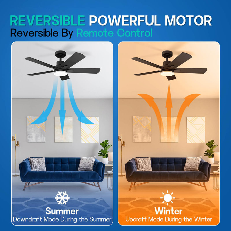 Ceiling Fans with Lights and Remote, Black, 42" Wide
