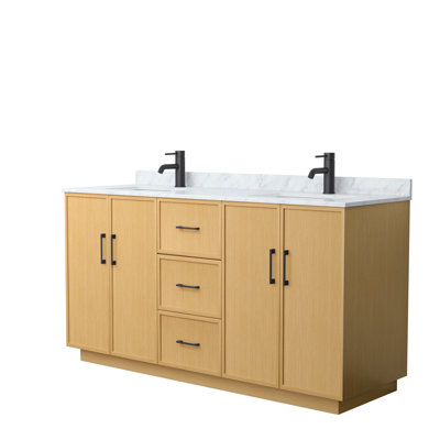 Elan TK 66" Freestanding Double Bathroom Vanity with Marble Top