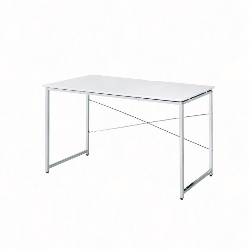 White & Chrome Finish Writing Desk, White