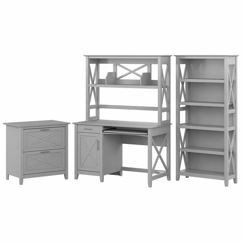 Veda Piece Writing Desk Office Set, Pure White Oak
