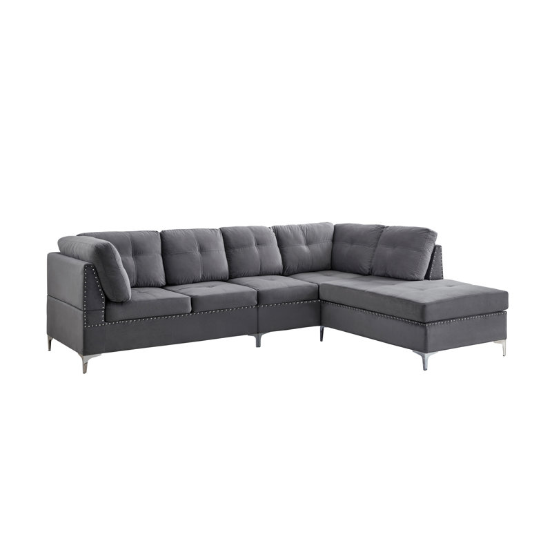 Canapé modulaire en velours, Velours gris velours