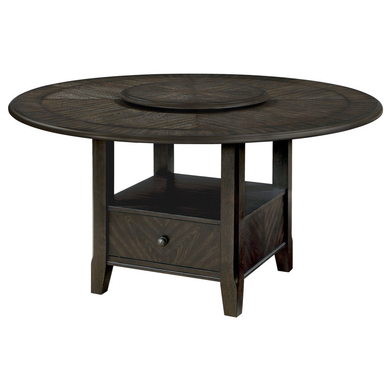 Kellea Round Dining Table with Removable Lazy Susan in Dark Cocoa